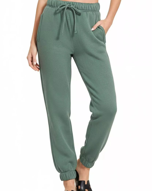 Zenana Fleece Drawstring Joggers With Pocket - Sleekdenim.com