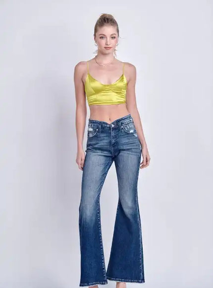 Artemis Vintage AT1027FLD High Rise Stretch Flare Jeans - Sleekdenim.com