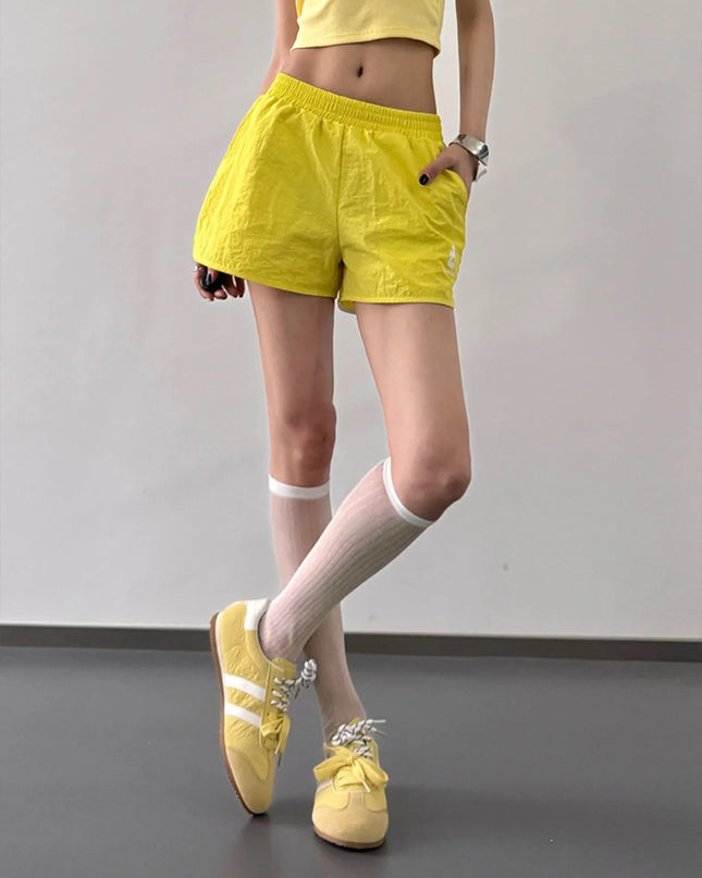 Elastic Waist Shorts with Pockets - Sleekdenim.com