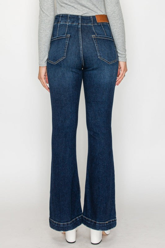 Women's High Rise Flare Jeans - Tummy Control - Sleekdenim.com