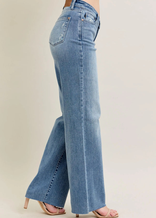 Judy Blue Full Size V - Front Baggy Jeans Plus Size - Sleekdenim.com