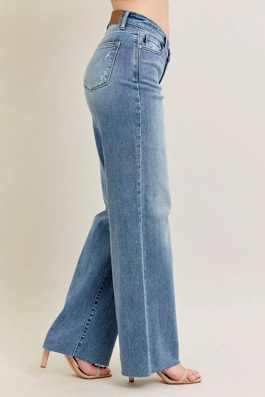 Judy Blue Full Size V - Front Baggy Jeans Plus Size - Sleekdenim.com