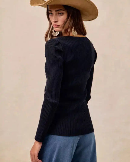 BiBi Ribbed Contrast Front Tied Top with Shrried - Sleekdenim.com