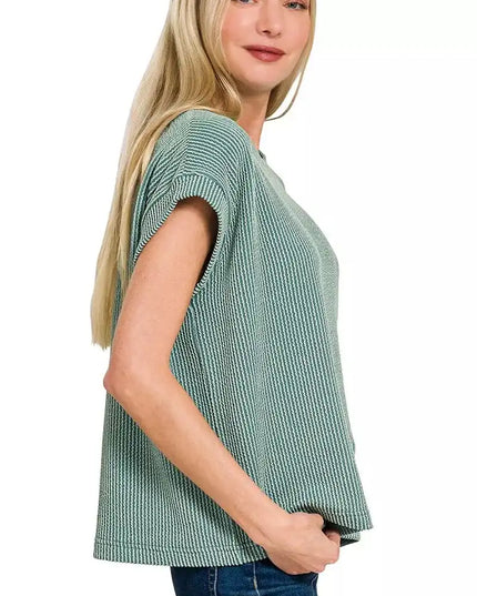 Zenana Raised Rib Cap Sleeve Top & Shorts Set - Sleekdenim.com