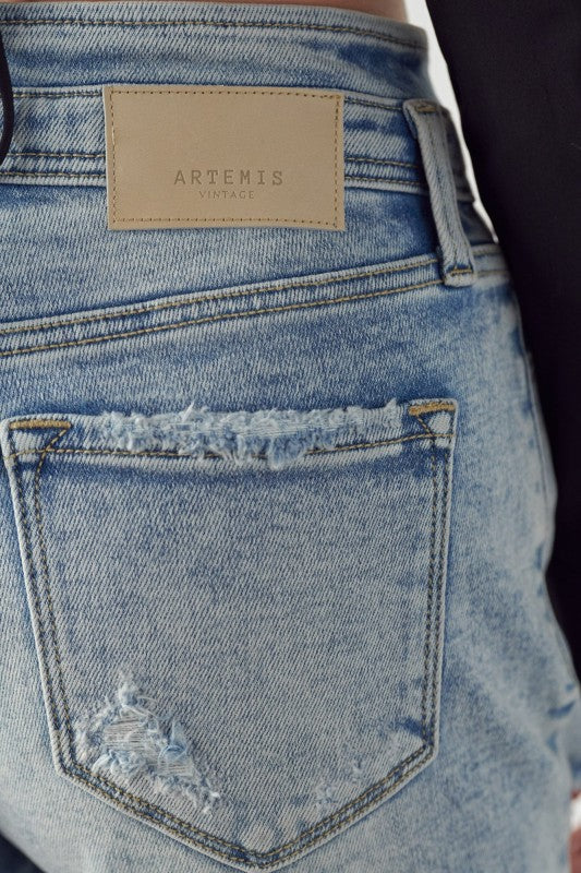 AT1037BML High Rise Bermuda Tulip Waistband Shorts - Artemis Vintage