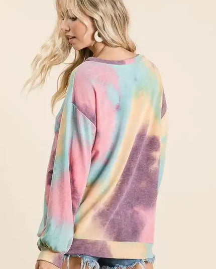 BiBi Tie Dye Print French Terry Sweatshirt - Sleekdenim.com