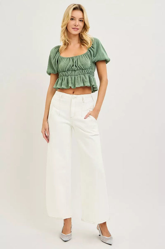 RISEN High Rise Ankle Length Wide Leg Pants PWA21292