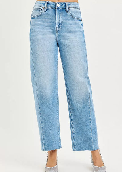 RISEN Full Size Slouchy Cropped Barrel Jeans with Curved Side Seam Plus Size - Sleekdenim.com