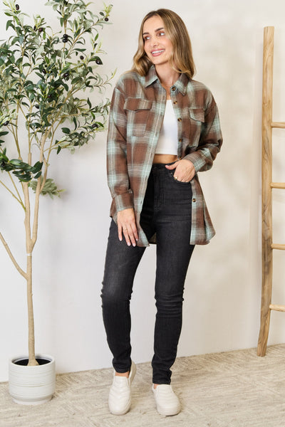 Mandy Plaid Dropped Shoulder Shirt - Sleekdenim.com