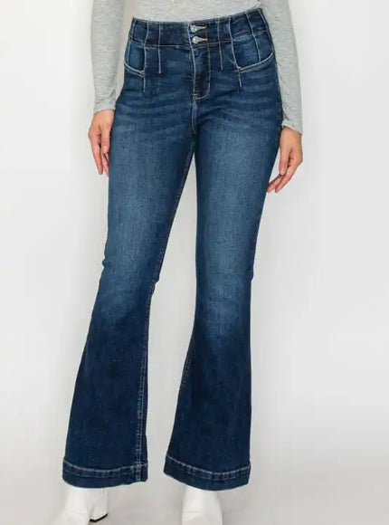 Artemis Vintage Women's High Rise Flare Jeans - Tummy Control - Sleekdenim.com