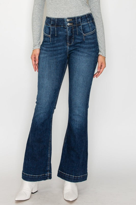 Women's High Rise Flare Jeans - Tummy Control - Sleekdenim.com
