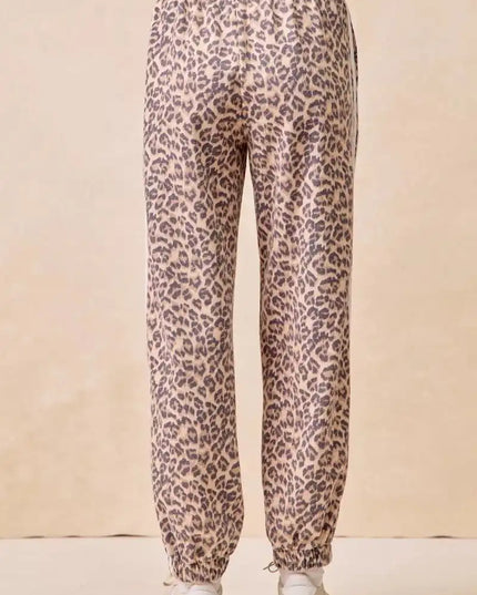 BiBi Side Lines Leopard Track Pants - Sleekdenim.com