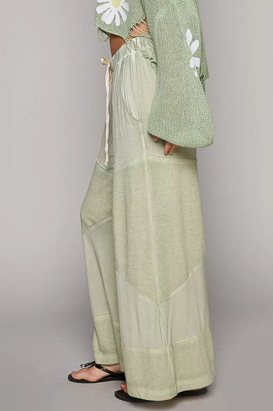 POL Elastic Waistband Wide Leg Pants with Drawstring - Sleekdenim.com