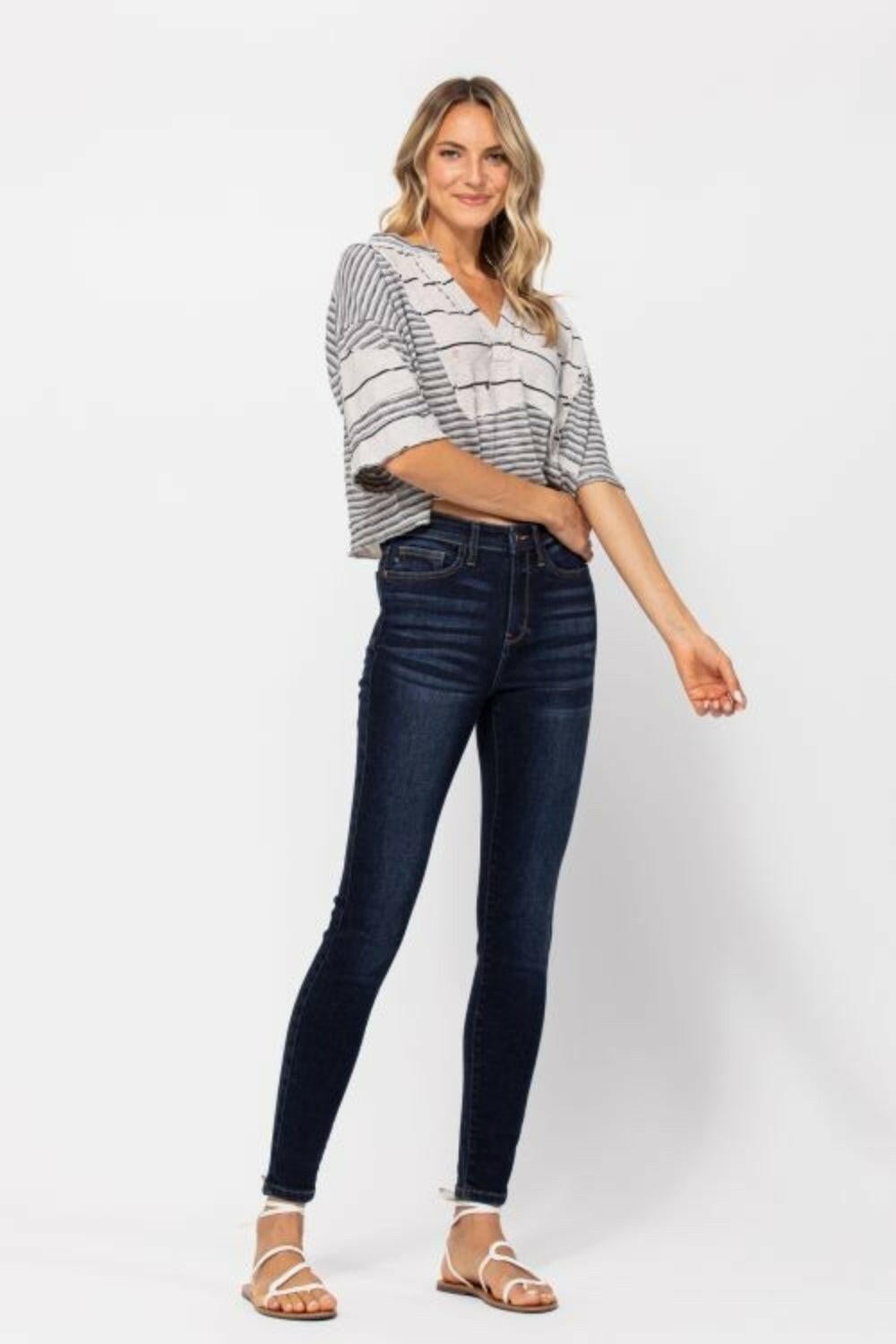 Judy Blue Full Size High Waist Handsand Skinny Jeans | Sleekdenim.com