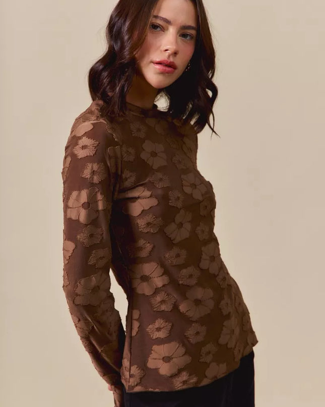 SO ME Stretched Jacquard Casual Tops with Thumb Opening - Sleekdenim.com