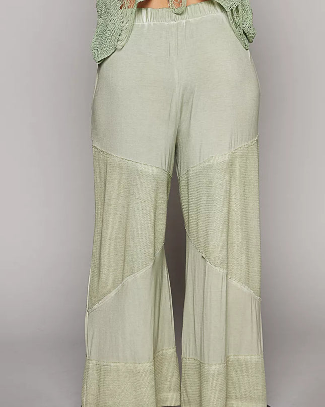 POL Elastic Waistband Wide Leg Pants with Drawstring - Sleekdenim.com