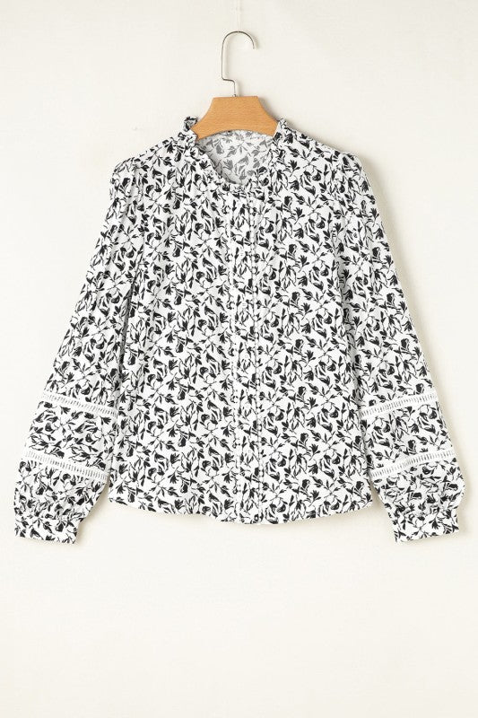 Floral Lace Puff Sleeve Top - Sleekdenim.com