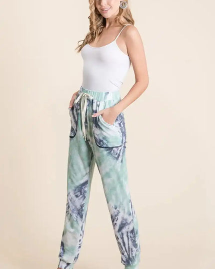 BiBi Tie Dye French Terry Casual Sweat Pants - Sleekdenim.com