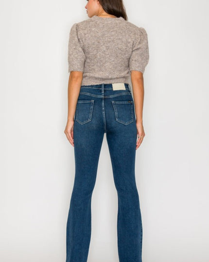 AT20004D - TUMMY CONTROL HIGH RISE BOOTCUT JEANS * - Sleekdenim.com