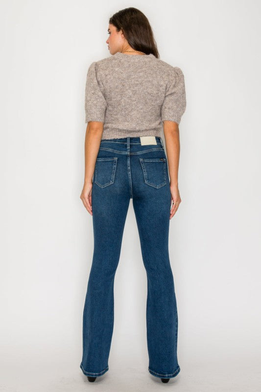 AT20004D - TUMMY CONTROL HIGH RISE BOOTCUT JEANS * - Sleekdenim.com