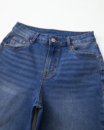 Denim Raw Hem Straight Leg Jeans - Sleekdenim.com