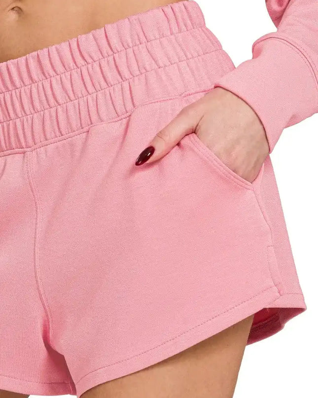 Zenana Scuba Long Sleeve Sweatshirts & Shorts Set - Sleekdenim.com