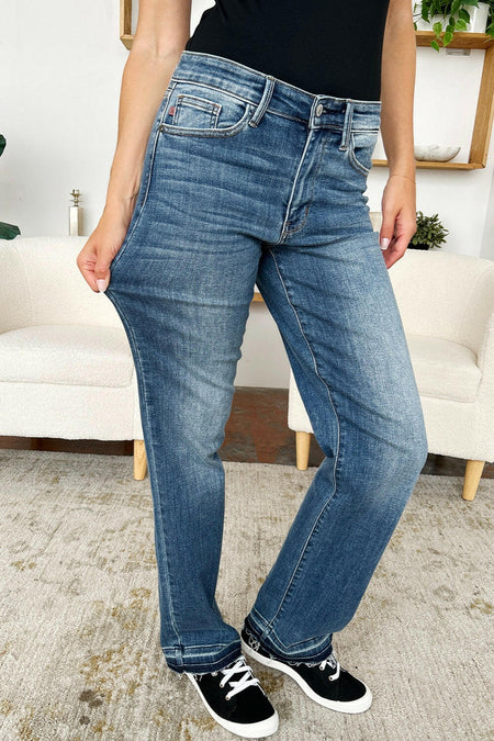 Judy Blue Full Size Mid Rise Release Hem Dad Jeans | Sleekdenim.com