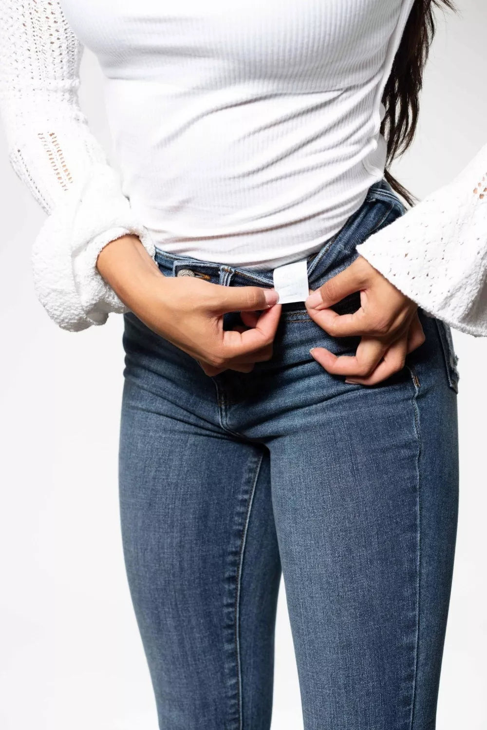 Judy Blue High Waist Skinny Jeans with Destroy & Shark Bit Hem - Sleekdenim.com