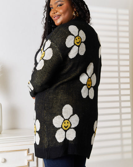 Perfee Floral Button Down Longline Cardigan - Sleekdenim.com