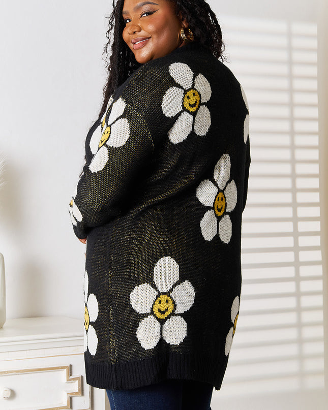 Perfee Floral Button Down Longline Cardigan - Sleekdenim.com