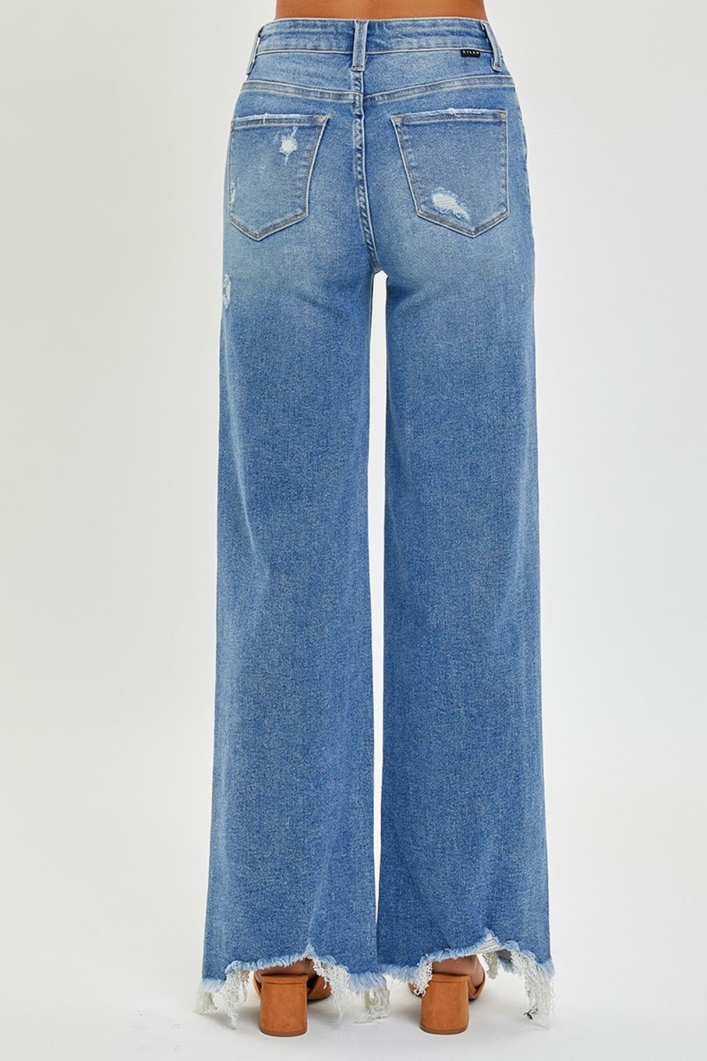 RISEN Full Size High Rise Frayed Hem Wide Leg Jeans | Sleekdenim.com