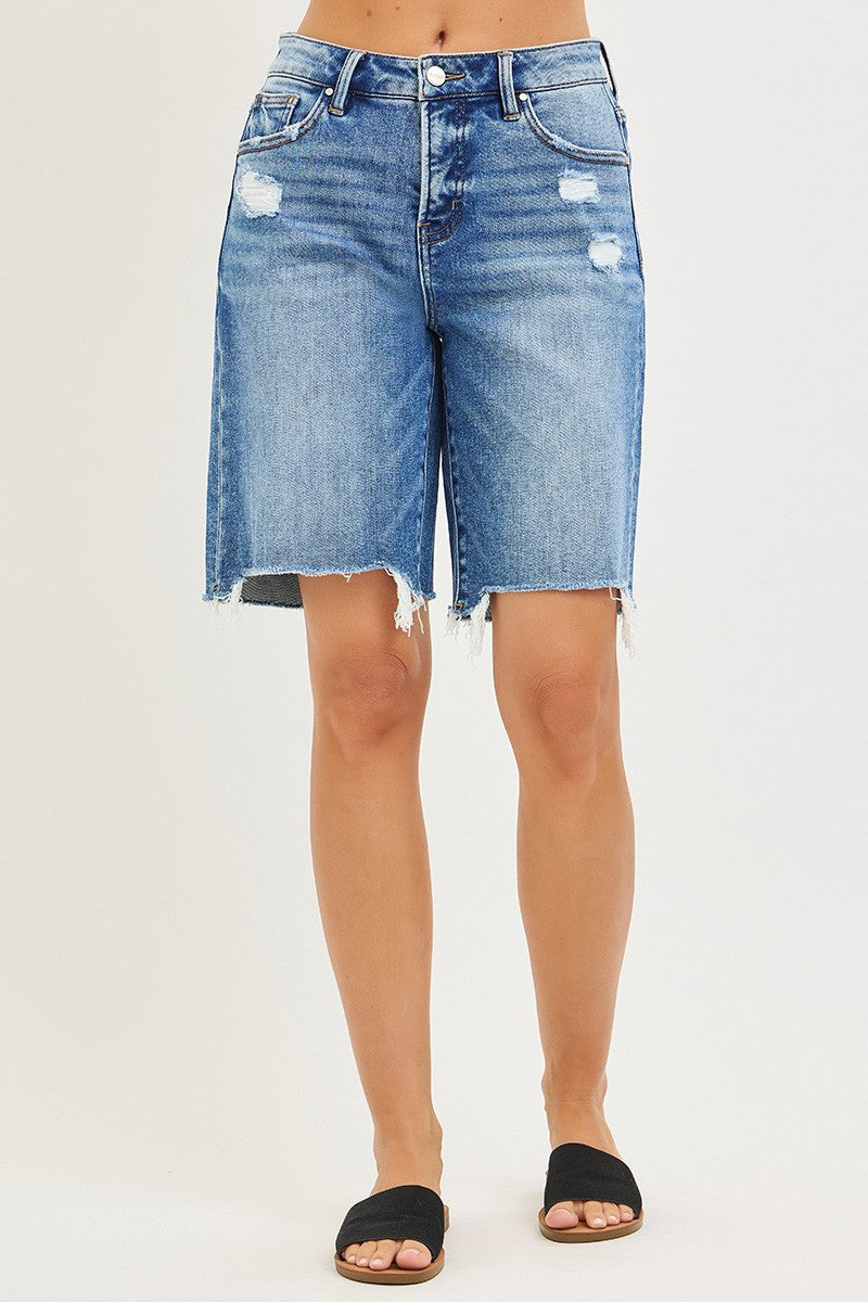 RISEN Tummy Control Mid Rise Slouchy Bermuda Shorts #RDS6345