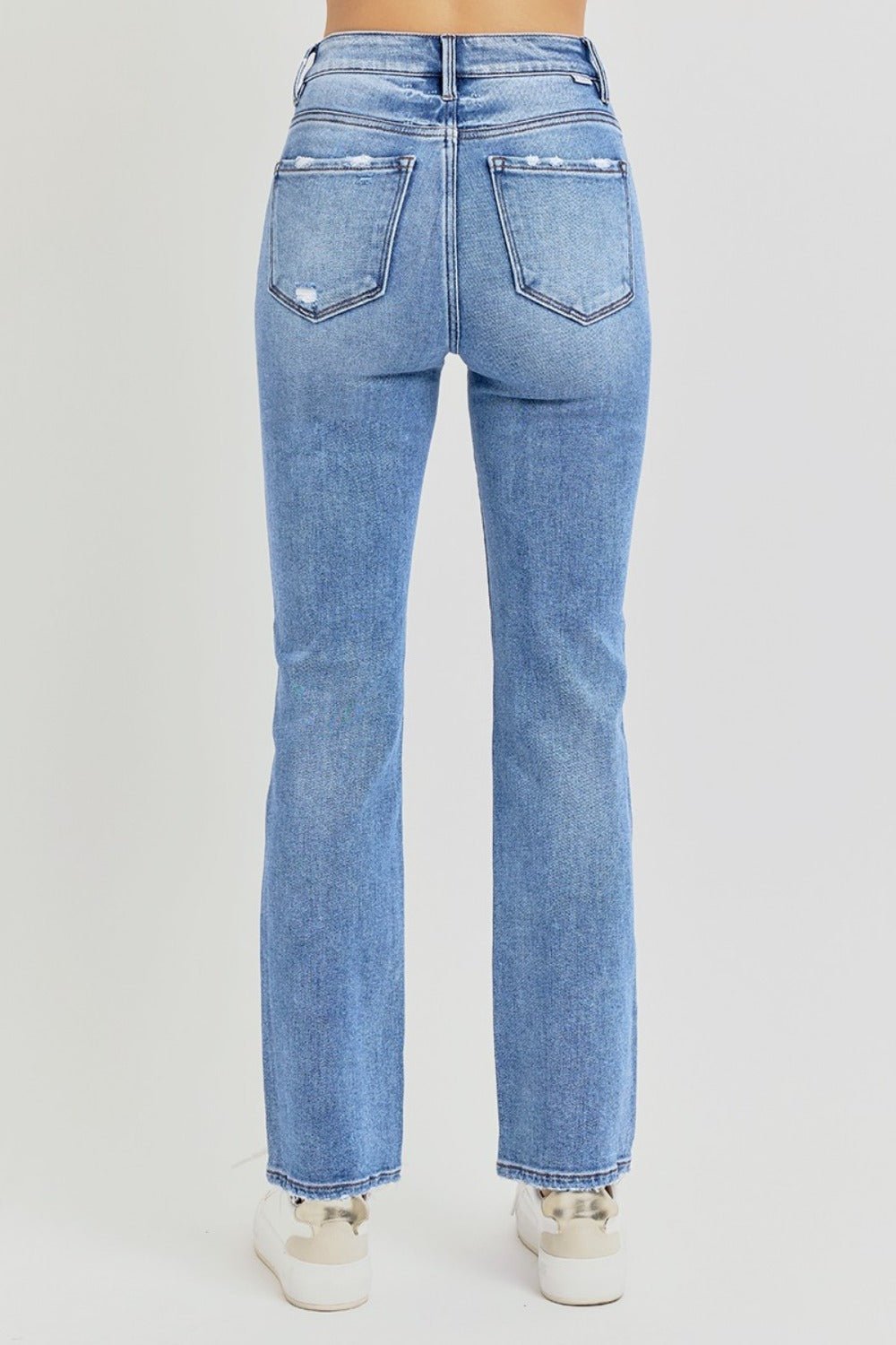 RISEN Full Size Distressed High-Rise Ankle Straight Jeans | Sleekdenim.com