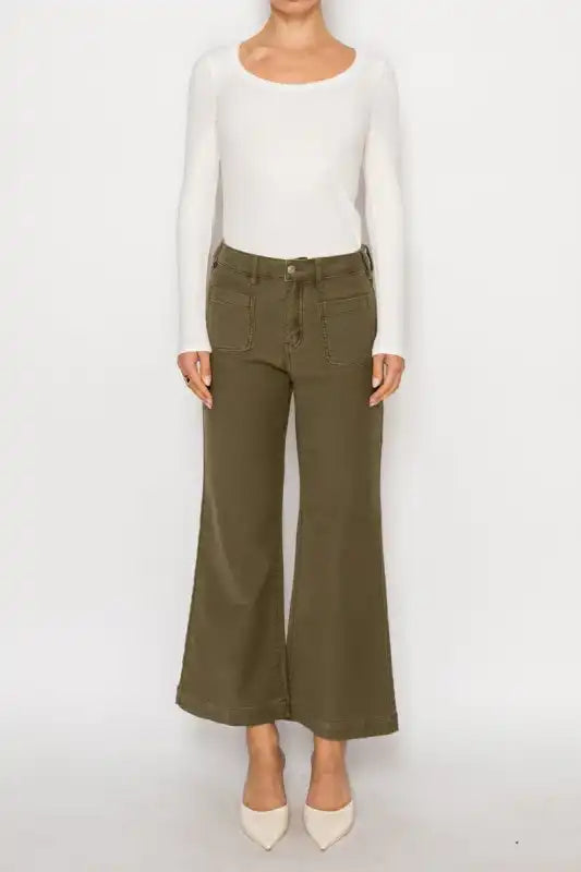 Artemis Vintage AT2113PZOV - HIGH RISE CROP PALAZZO PFD JEANS - Sleekdenim.com