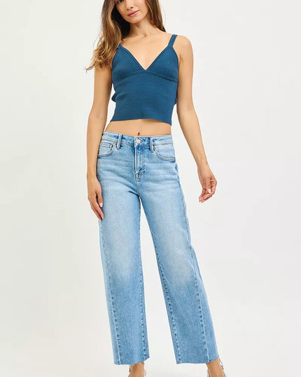 RISEN Full Size Slouchy Cropped Barrel Jeans with Curved Side Seam Plus Size - Sleekdenim.com