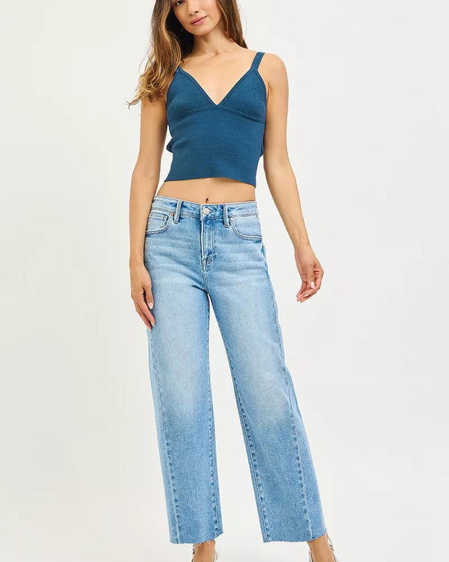 RISEN Full Size Slouchy Cropped Barrel Jeans with Curved Side Seam Plus Size - Sleekdenim.com