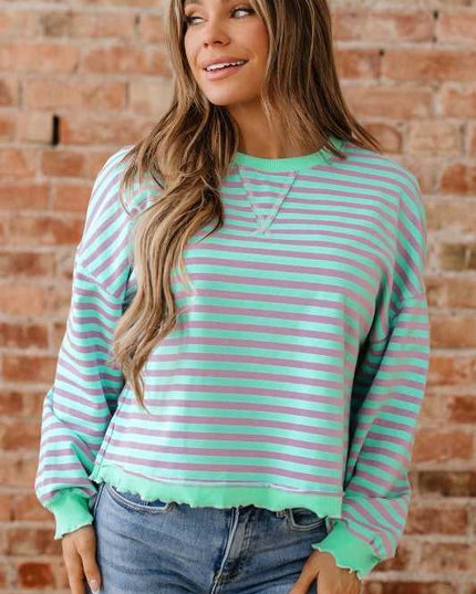 River Ribbed Trim Oversize Sweatshirt - Sleekdenim.com