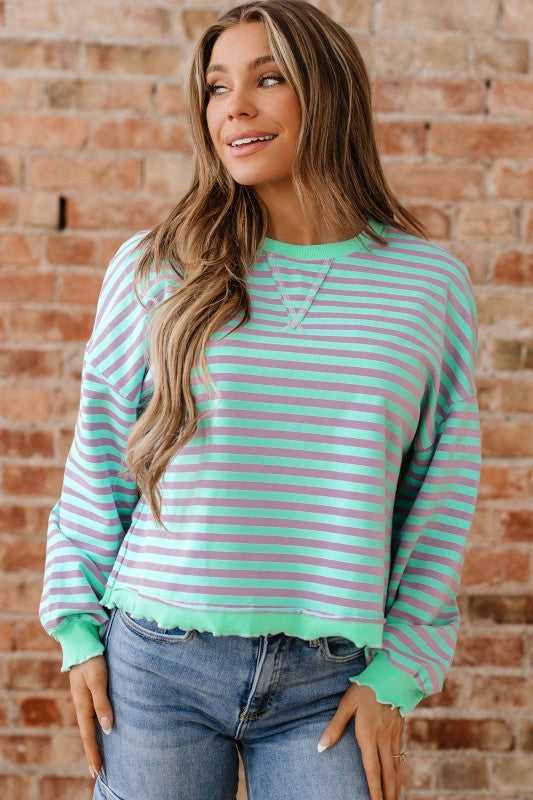 River Ribbed Trim Oversize Sweatshirt - Sleekdenim.com