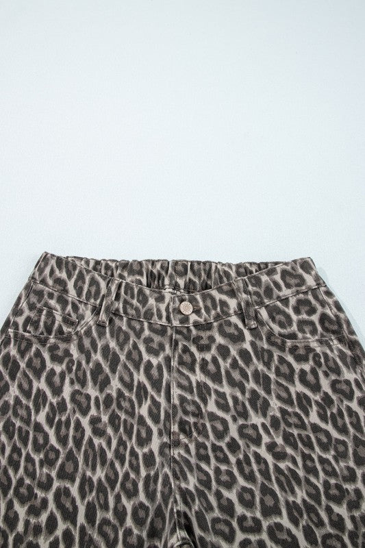 Leopard Denim Straight Leg Jeans - Sleekdenim.com