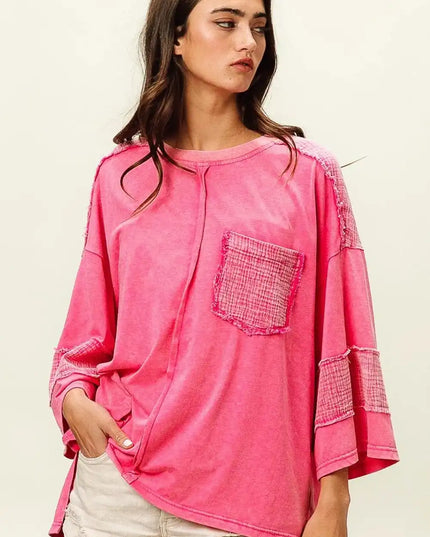 BiBi High-Low Washed T-Shirt - Sleekdenim.com