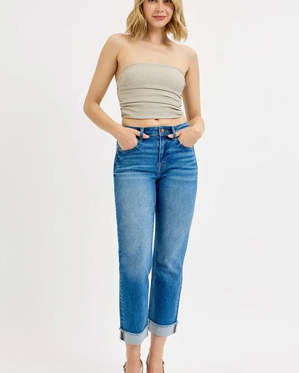 RISEN Full Size High Rise Boyfriend Fit Ankle Jeans Plus SIze - Sleekdenim.com
