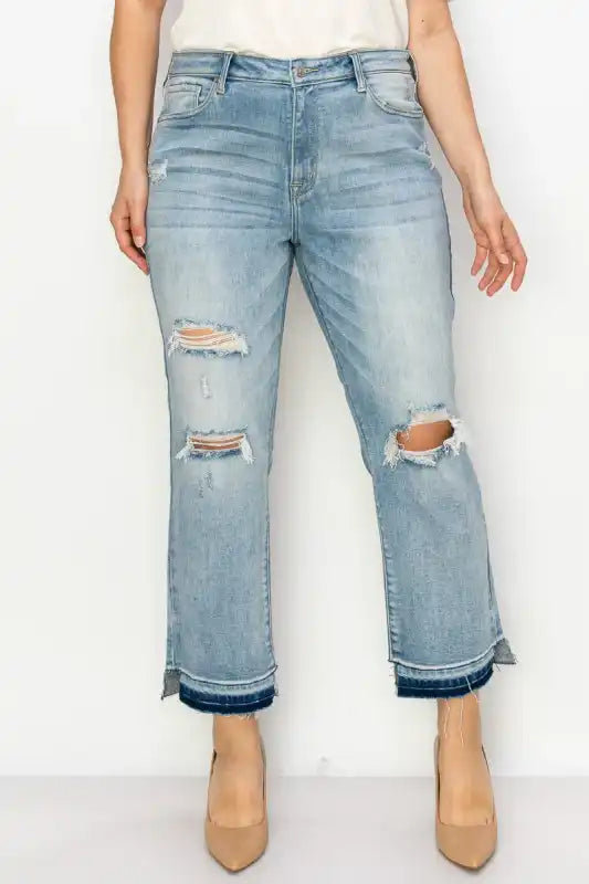 Artemis Vintage AT1004M-P PLUS - HIGH RISE ANKLE STRAIGHT JEANS - Sleekdenim.com