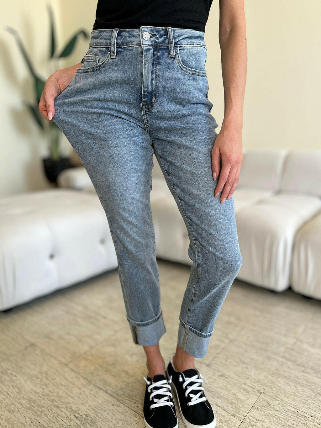 Judy Blue Full Size High Waist Cuff Hem Jeans | Sleekdenim.com