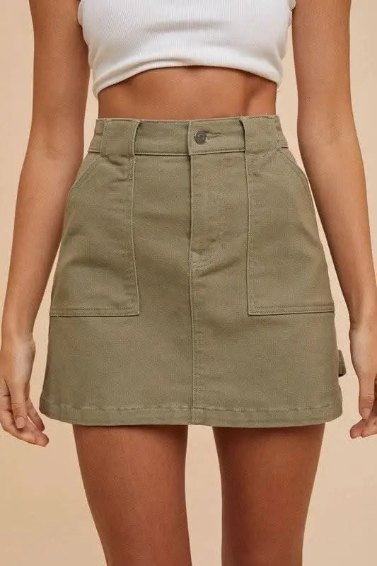 Annie Wear Cargo Denim Mini Skirt - Sleekdenim.com