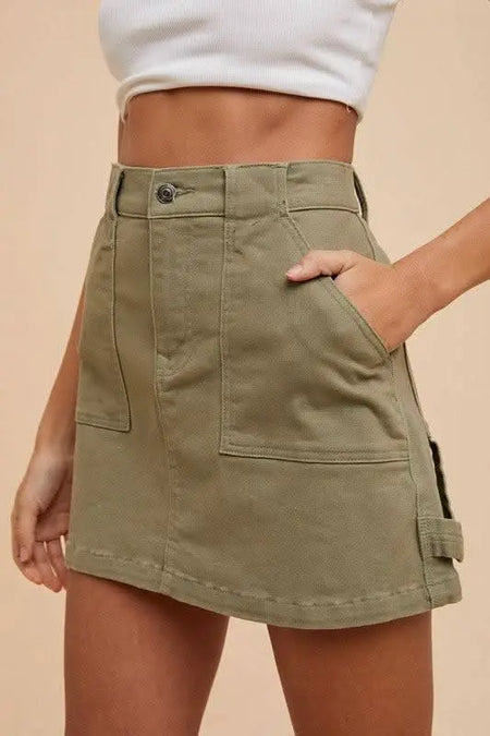 Annie Wear Cargo Denim Mini Skirt - Sleekdenim.com