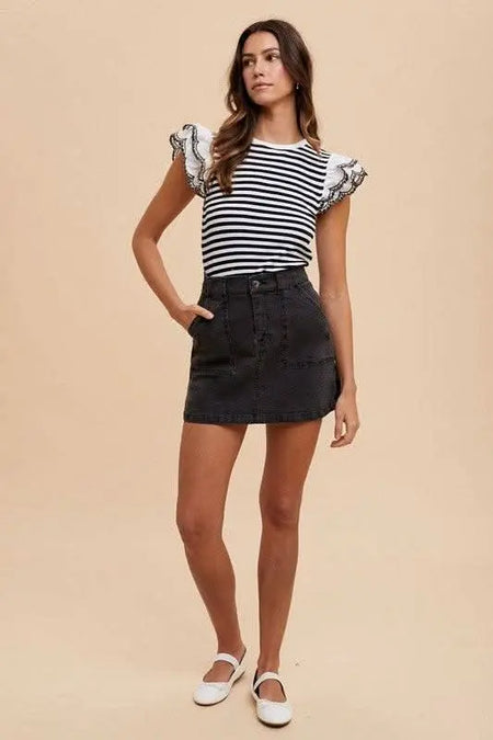 Annie Wear Cargo Denim Mini Skirt - Sleekdenim.com