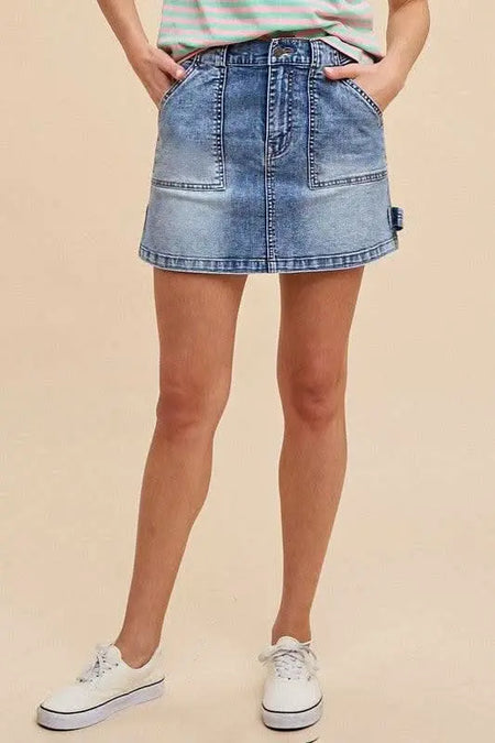 Annie Wear Cargo Denim Mini Skirt - Sleekdenim.com