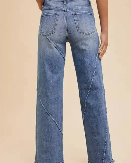 Annie Wear Decorative Seams Wide Leg Jeans - Sleekdenim.com