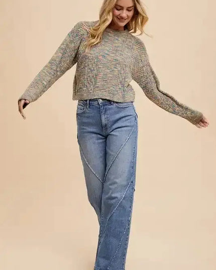 Annie Wear Decorative Seams Wide Leg Jeans - Sleekdenim.com