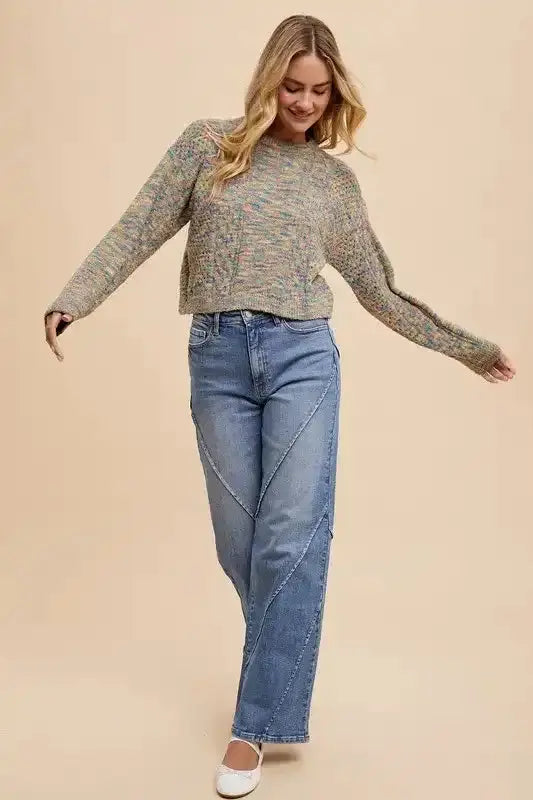 Annie Wear Decorative Seams Wide Leg Jeans - Sleekdenim.com